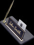 Leather Desk Name Holder Gold Detailed